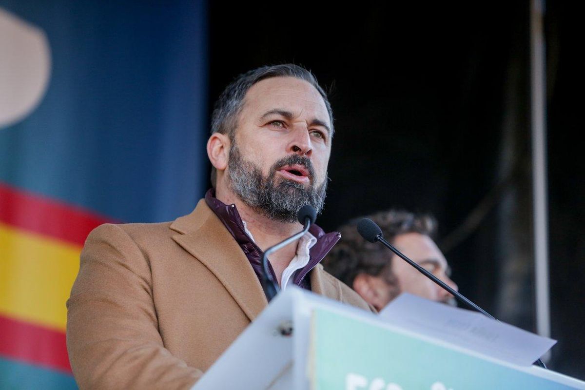 El presidente de Vox, Santiago Abascal, durante una concentración por la plataforma ’España Existe’. El presidente de Vox, Santiago Abascal, durante una concentración por la plataforma ’España Existe’.