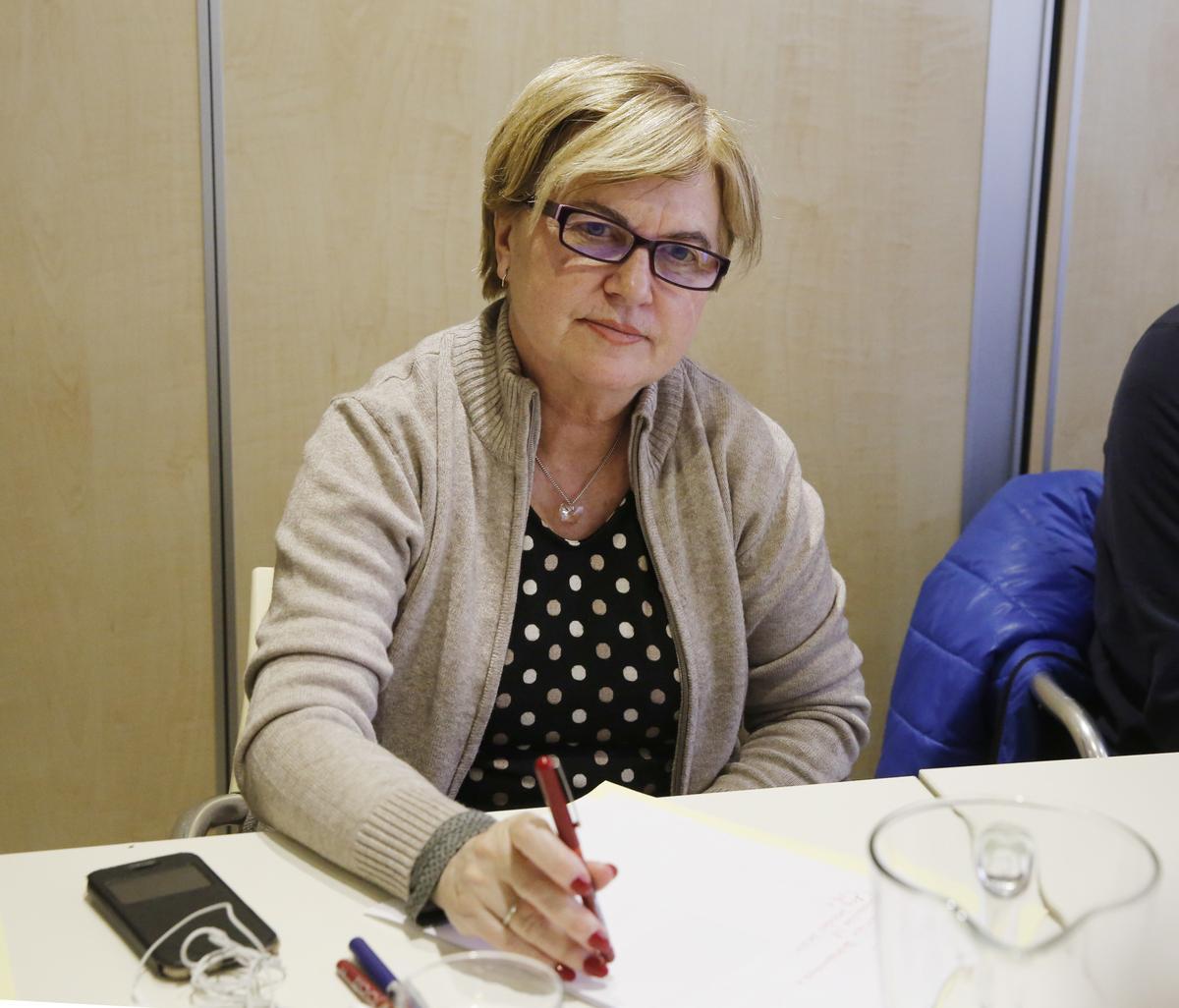 La diputada nacional Isaura Leal, miembro de la ejecutiva de Pedro Sánchez y ahora presidenta de la gestora del PSOE de Madrid, el 19 de febrero de 2018 en Ferraz. 