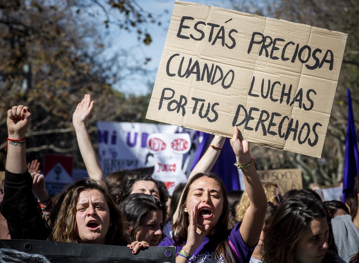 Manifestación feminista en el 2019 en Valencia.