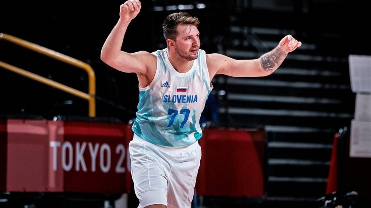Doncic celebra la victoria. Doncic celebra la victoria.