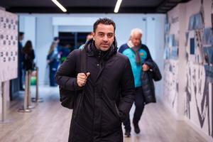 Xavi Hernández, a su llegada al estadio bético.