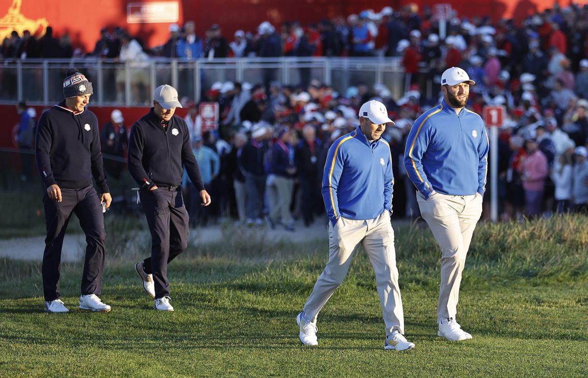 García y Rahm, seguidos por Thomas y Spieth, en el inicio de su partida matinal García y Rahm, seguidos por Thomas y Spieth, en el inicio de su partida matinal