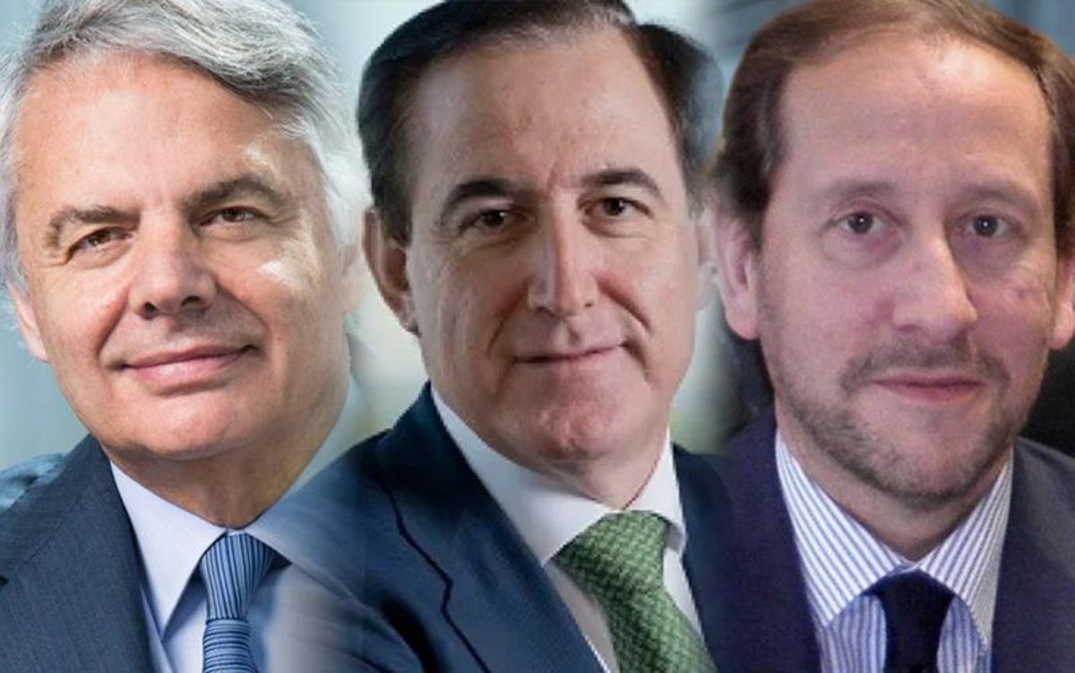 De izquierda a derecha: Ignacio Garralda, consejero delegado de Mutua Madrileña; Antonio Huertas, presidente de Mapfre, y Francisco Lara, presidente de Pelayo. De izquierda a derecha: Ignacio Garralda, consejero delegado de Mutua Madrileña; Antonio Huertas, presidente de Mapfre, y Francisco Lara, presidente de Pelayo.