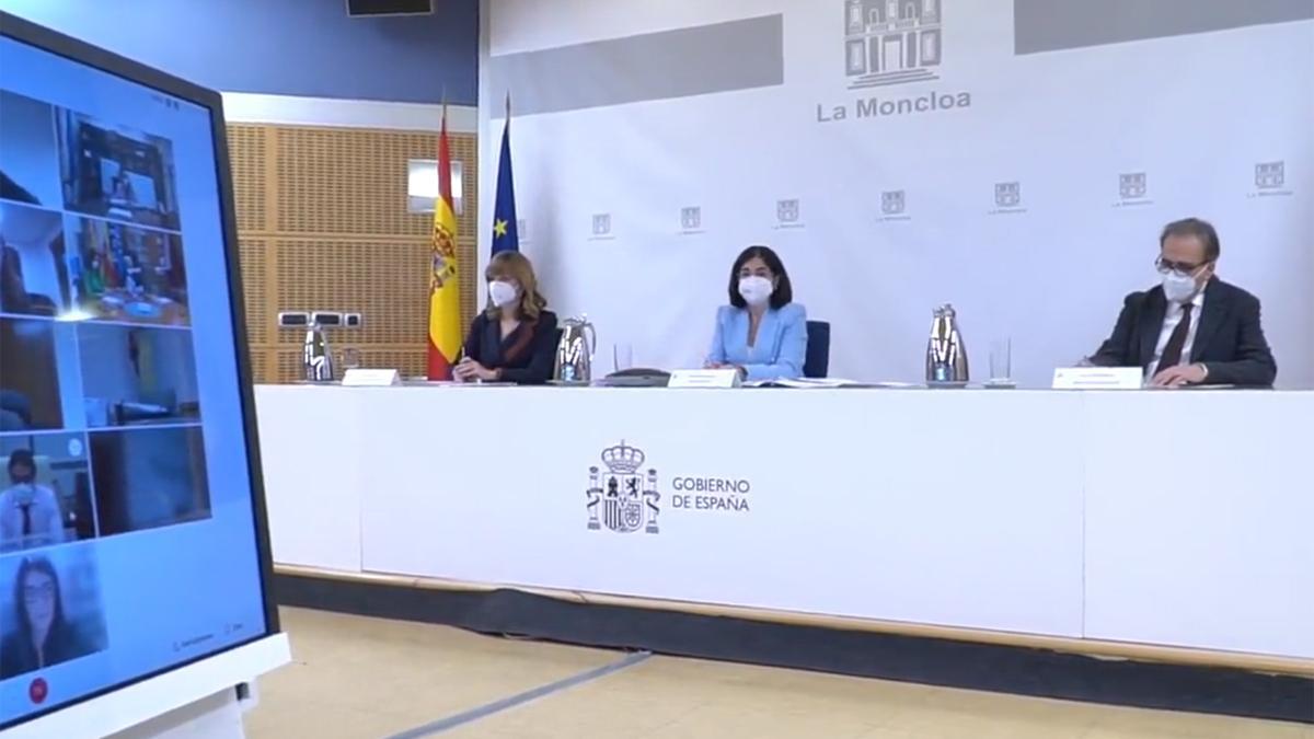 Pilar Alegría, Carolina Darias y Joan Subirats, en la reunión con las autonomías para abordar la vuelta al cole.