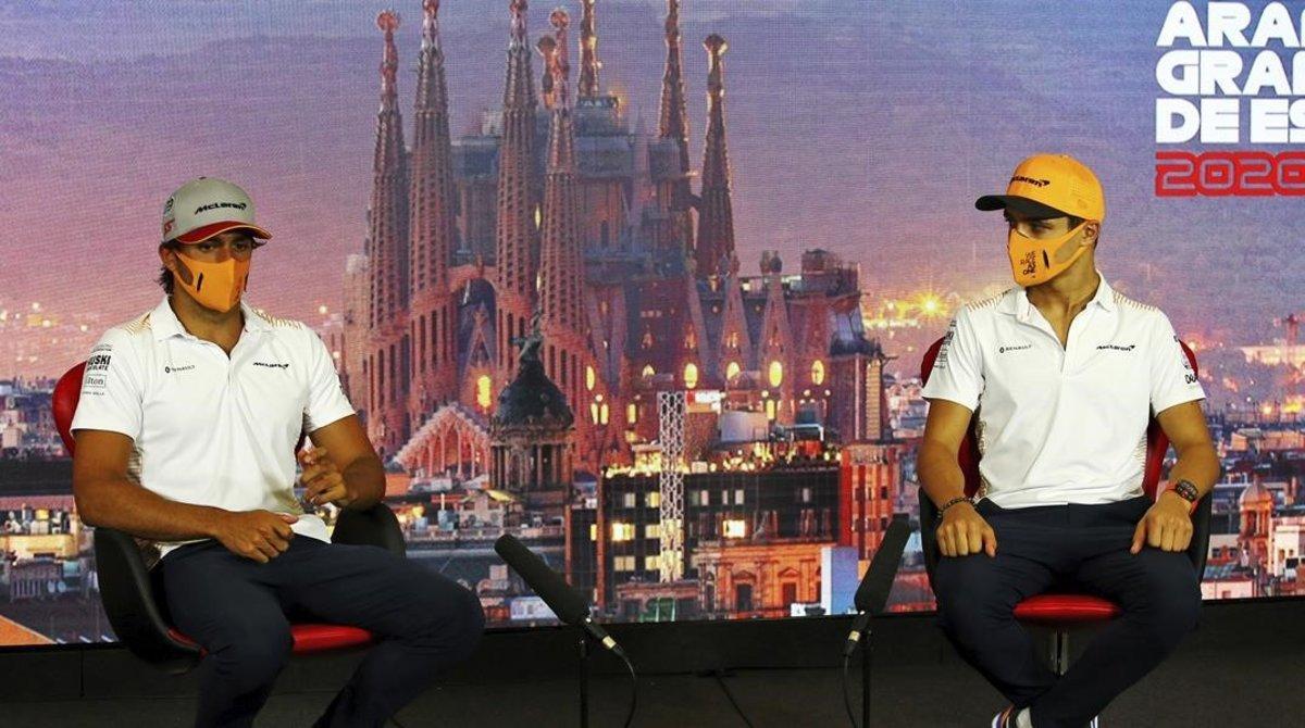 Carlos Sainz y Lando Norris, pareja de McLaren, en Barcelona. Carlos Sainz y Lando Norris, pareja de McLaren, en Barcelona.