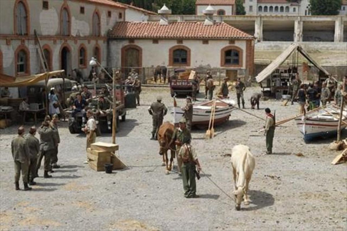 Imagen del rodaje de ’Ebre, del bressol a la batalla’, en Torrebonica (Terrassa). Imagen del rodaje de ’Ebre, del bressol a la batalla’, en Torrebonica (Terrassa).