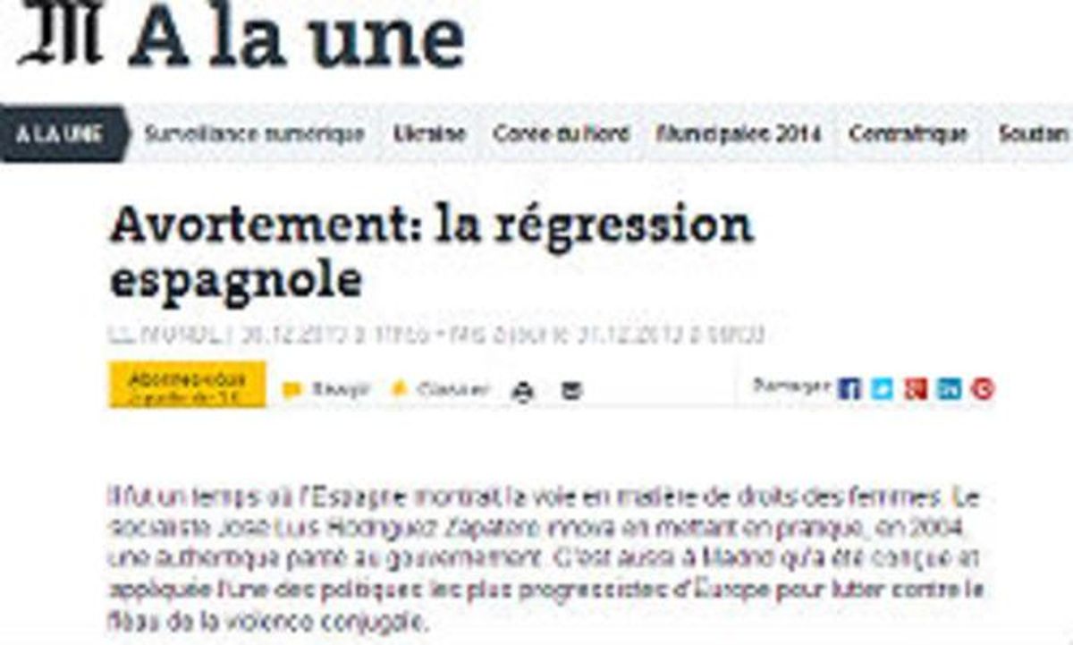 El artículo de ’Le Monde’ publicado en la edición del lunes. El artículo de ’Le Monde’ publicado en la edición del lunes.