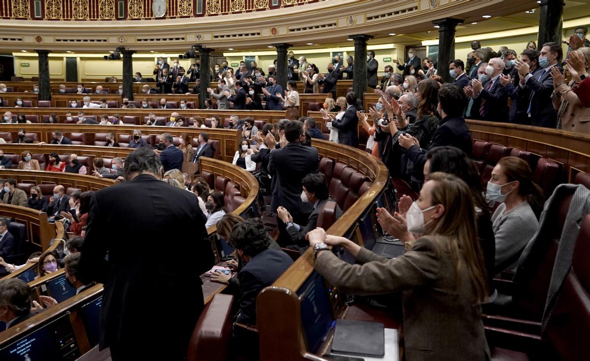 Aspecto del hemiciclo durante el recuento de la votación de la reforma laboral, el pasado 3 de febrero. 