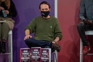 El candidato de Unidas Podemos, Pablo Iglesias, en la presentación de su programa electoral para el 4-M