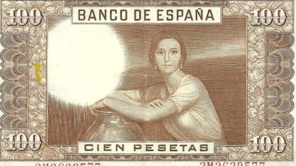 Billete de 100 pesetas.