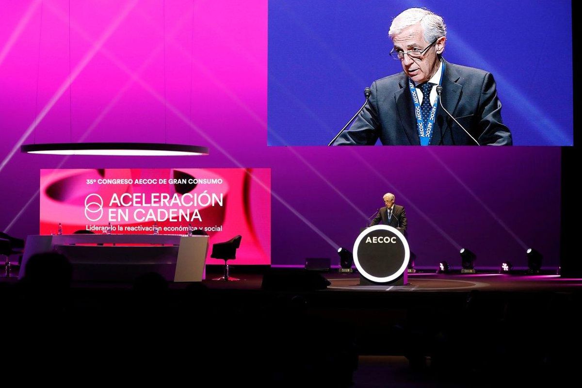 El presidente de Aecoc, Javier Campo, durante el congreso celebrado en Valencia. El presidente de Aecoc, Javier Campo, durante el congreso celebrado en Valencia.