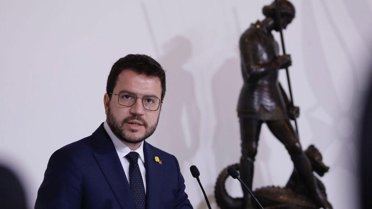 Pere Aragonès durante el acto de nombramiento de su nuevo Govern. Pere Aragonès durante el acto de nombramiento de su nuevo Govern.