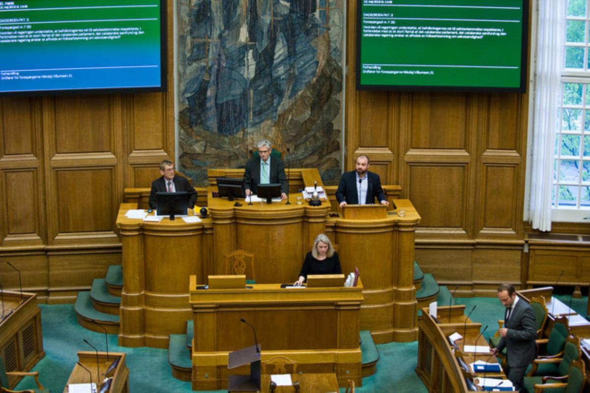 Debate sobre la autodeterminación en Catalunya, ayer, en el Parlamento danés.