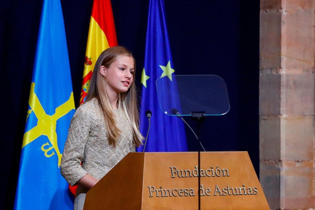 Leonor, durante su discurso en la gala de los Premios Princesa de Asturias, en el Hotel Reconquista de Oviedo, el pasado 16 de octubre.
