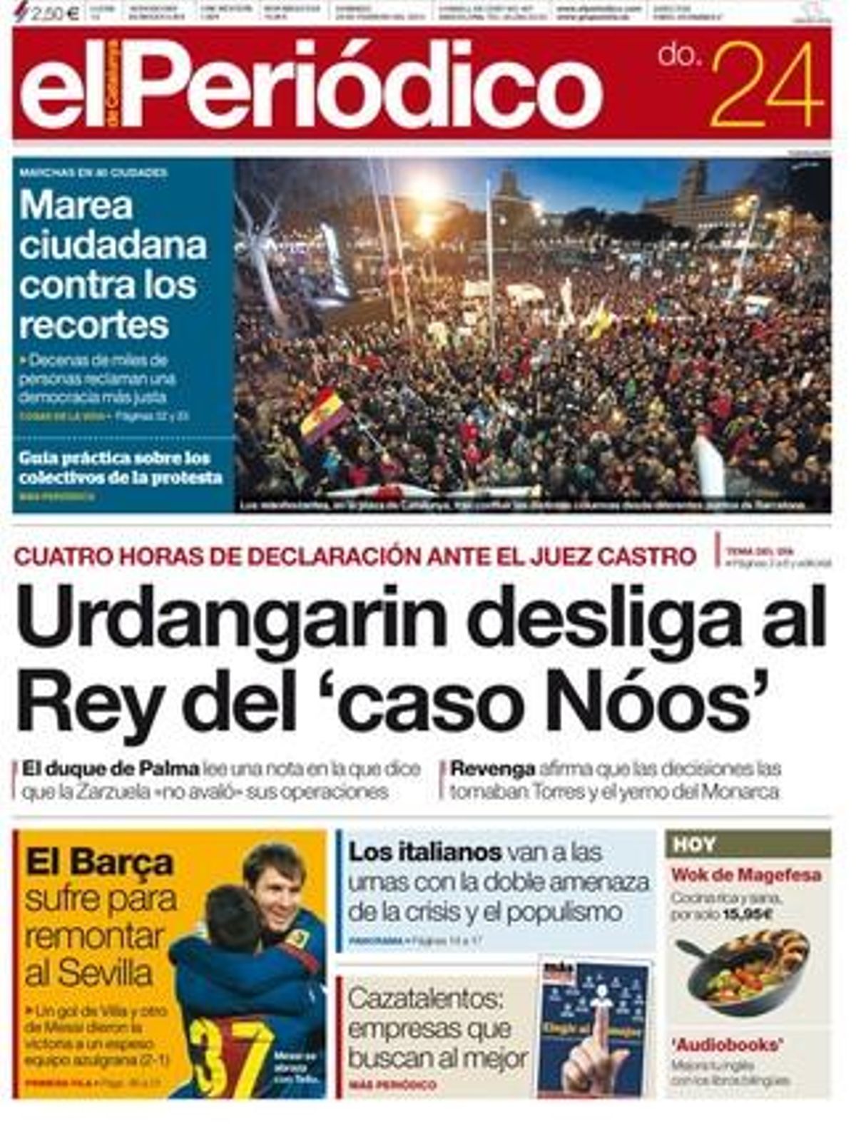 Portada de EL PERIÓDICO del 24 de febrero. Portada de EL PERIÓDICO del 24 de febrero.
