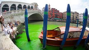 Alerta en Venecia: el Gran Canal se tiñe de verde