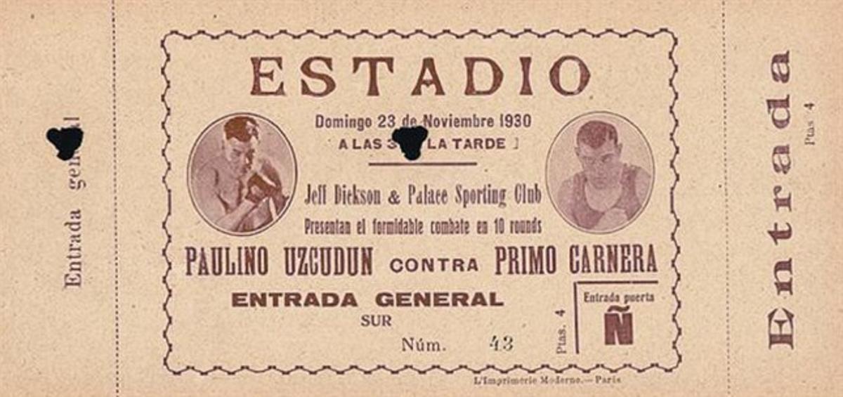Emilio Gil, ’Blind’, a la izquierda, campeón del peso ligero entre 1921 y 1923. Al lado, foto promocional de Ángel Tejeiro,