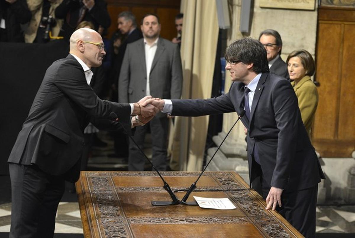 El ’conseller’ de Afers Exteriors, Raül Romeva, toma posesión del cargo.