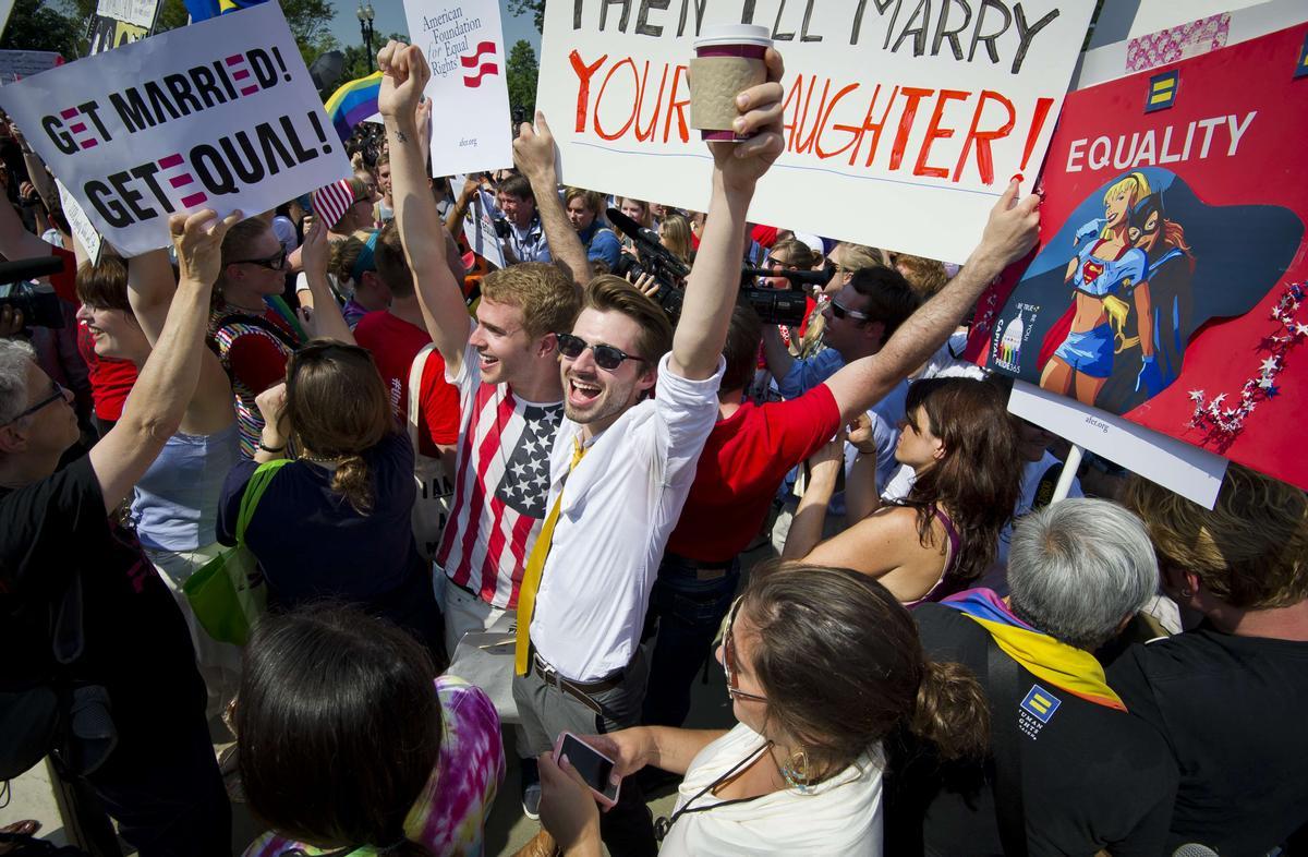 Protesta ante el Supremo de los Estados Unidos en defensa del derecho al matrimonio gay