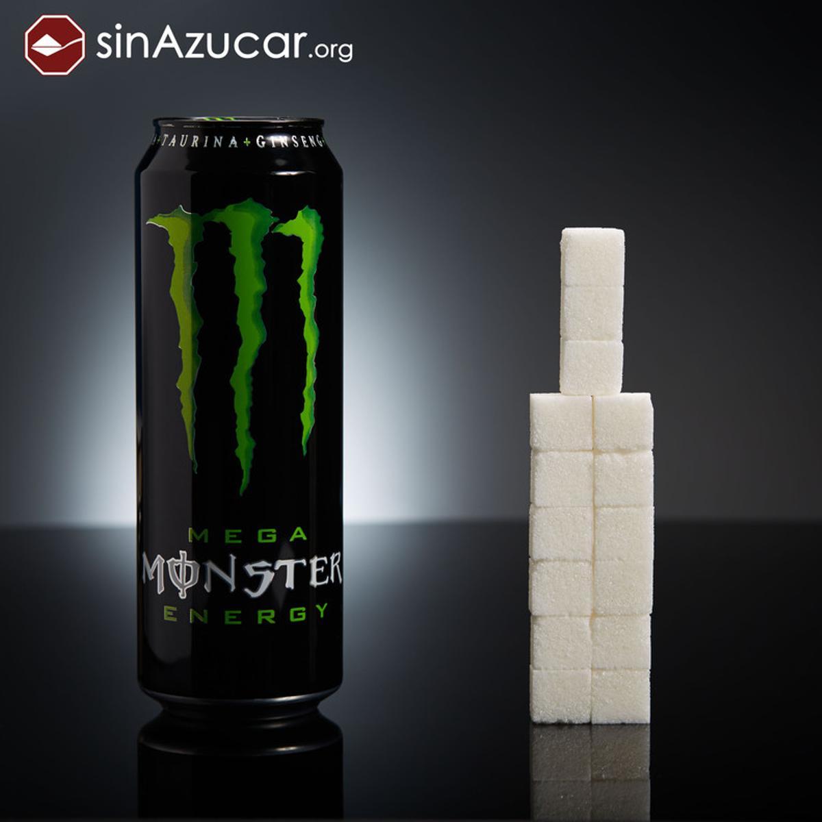 Una lata de Monster (553ml) tiene 60 gr de azúcar (15 terrones). ¡Cuidado! Su consumo es frecuente en adolescentes.