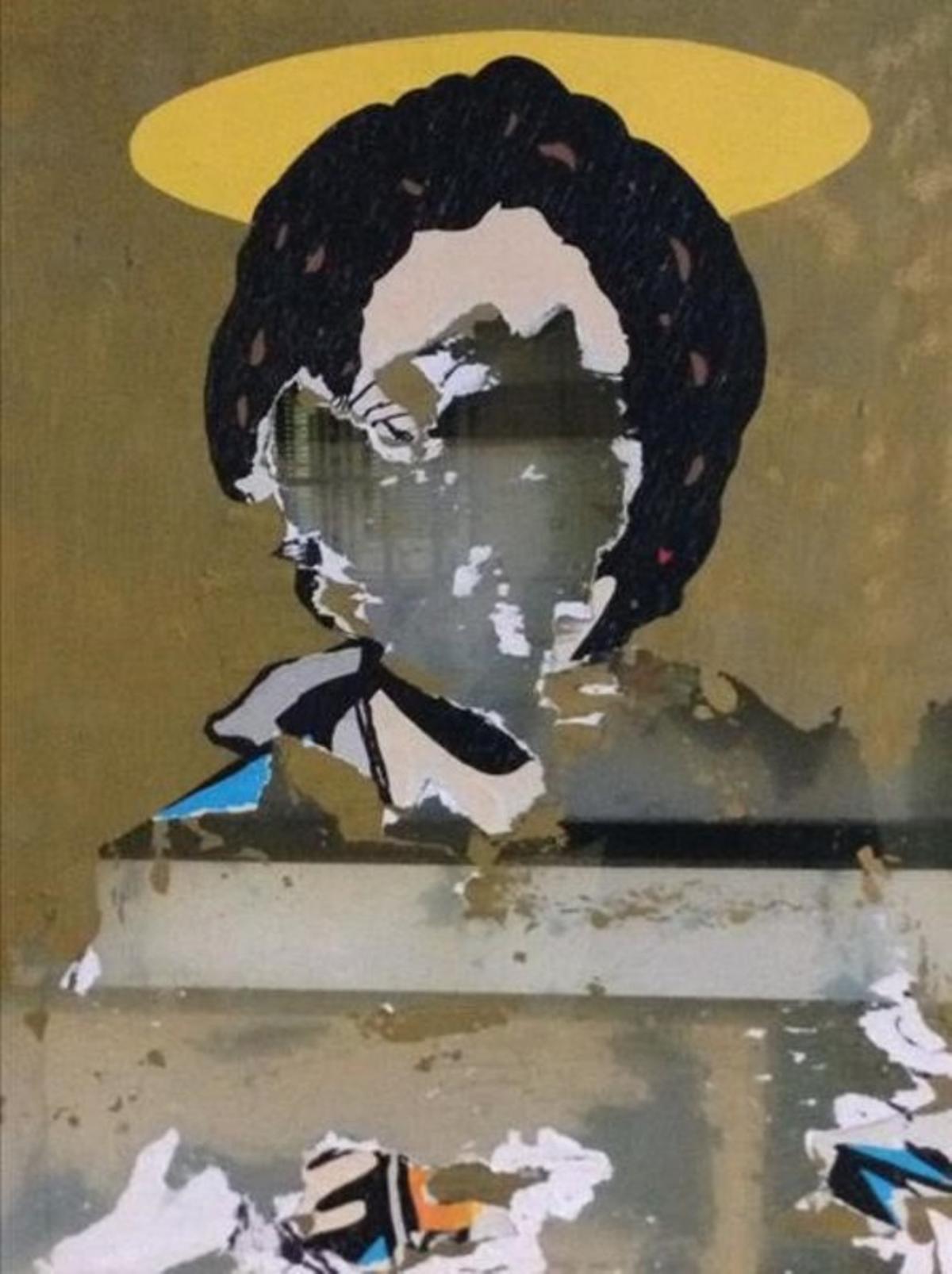 El retrato de Ada Colau realizado por Tvboy en la calle del Bisbe ya ha sido dañado.