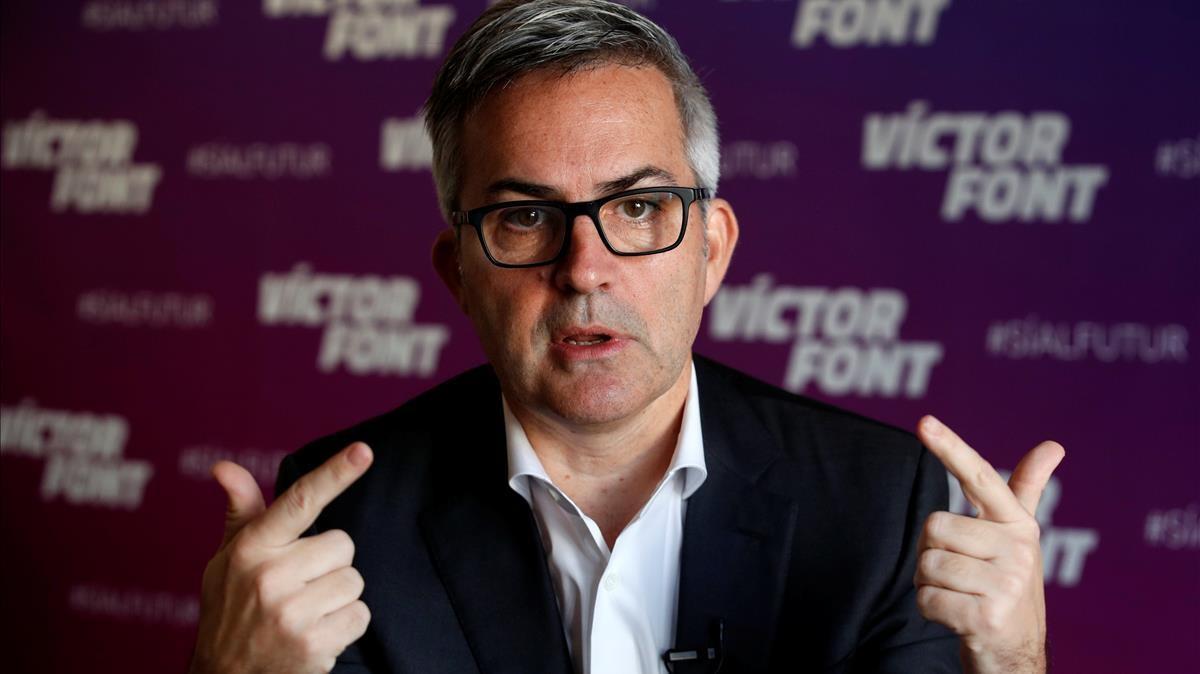 Víctor Font, en una entrevista en su sede electoral.