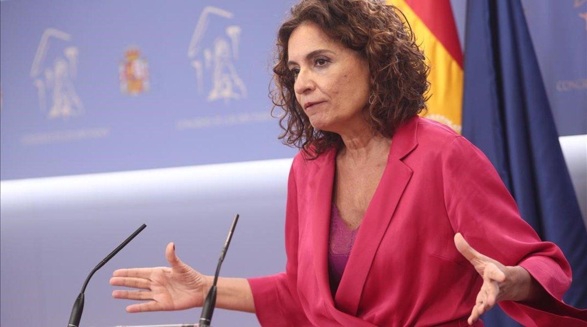 La ministra de Hacienda y portavoz de Gobierno, María Jesús Montero, este jueves.
