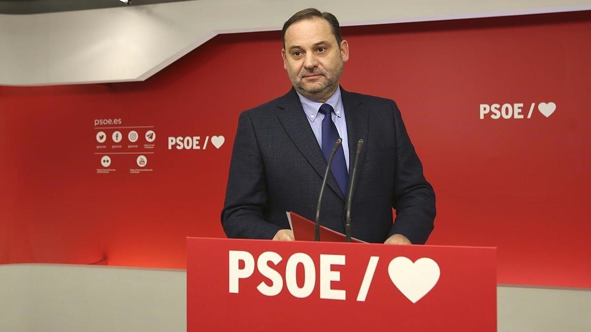 José Luis Ábalos, este martes en la sede del PSOE. 