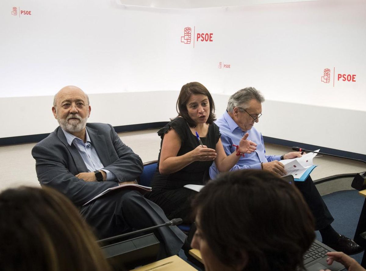 José Félix Tezanos (izquierda) junto a Adriana Lastra, portavoz del PSOE en el Congreso. José Félix Tezanos (izquierda) junto a Adriana Lastra, portavoz del PSOE en el Congreso.