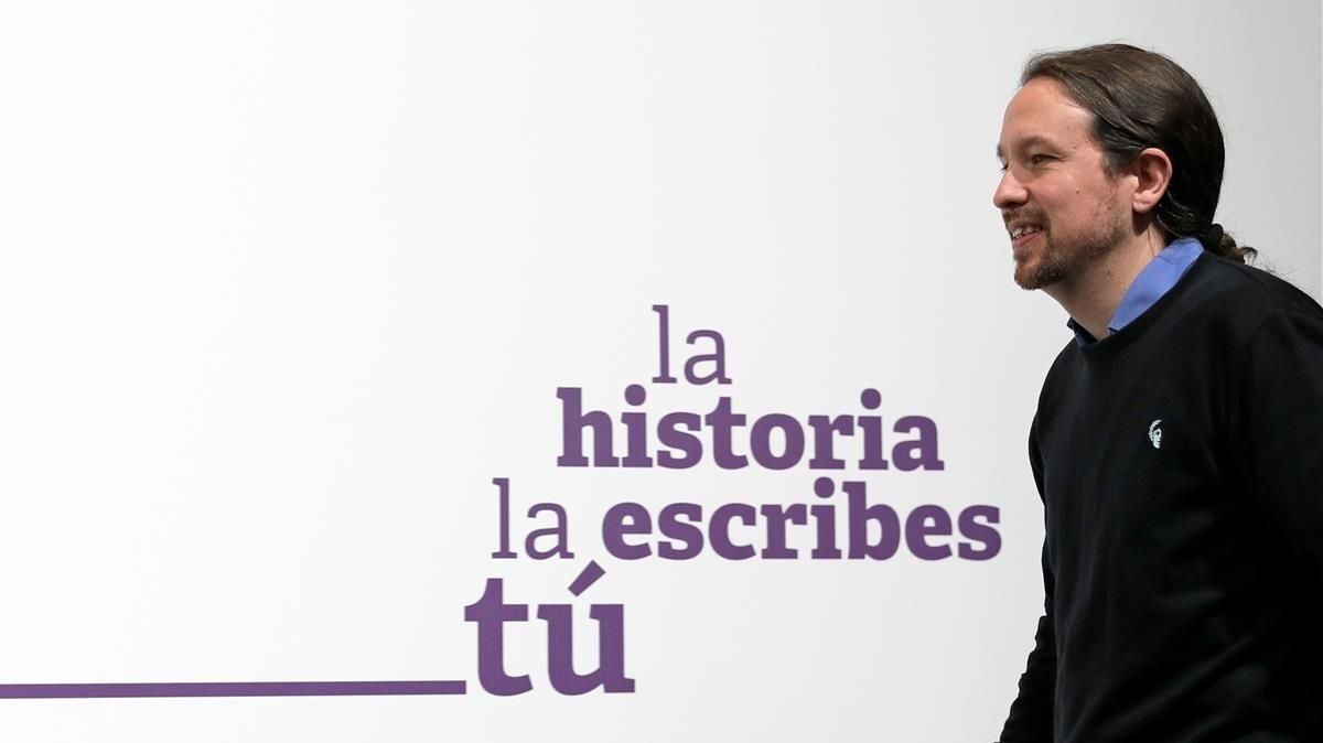 El líder de Unidas Podemos, Pablo Iglesias, el pasado domingo, tras conocer los resultados electorales. El líder de Unidas Podemos, Pablo Iglesias, el pasado domingo, tras conocer los resultados electorales.