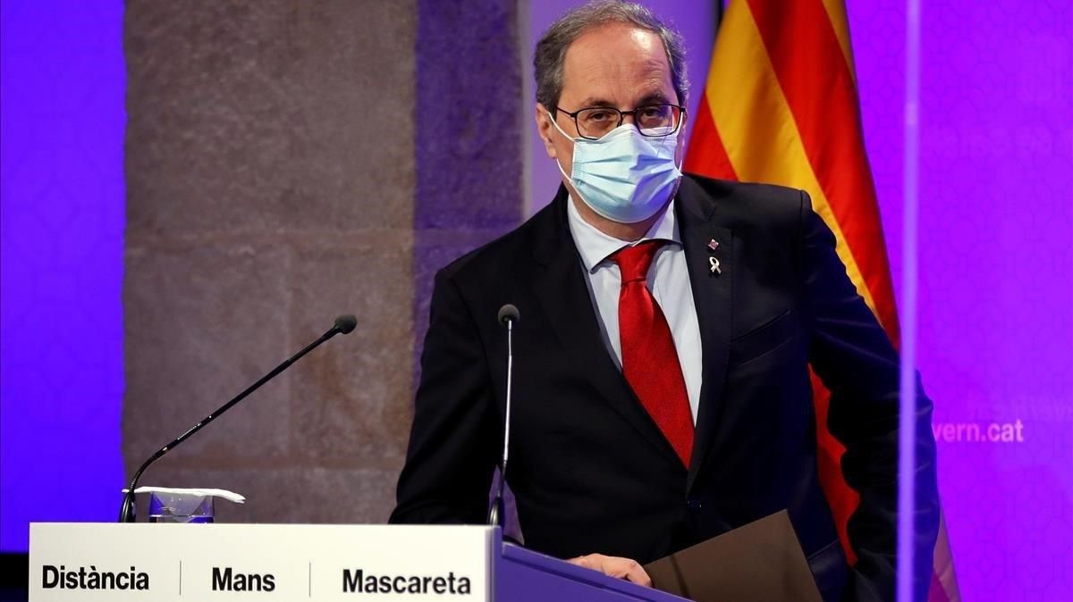 El presidente de la Generalitat, Quim Torra, en rueda de prensa, el pasado 13 de julio. El presidente de la Generalitat, Quim Torra, en rueda de prensa, el pasado 13 de julio.