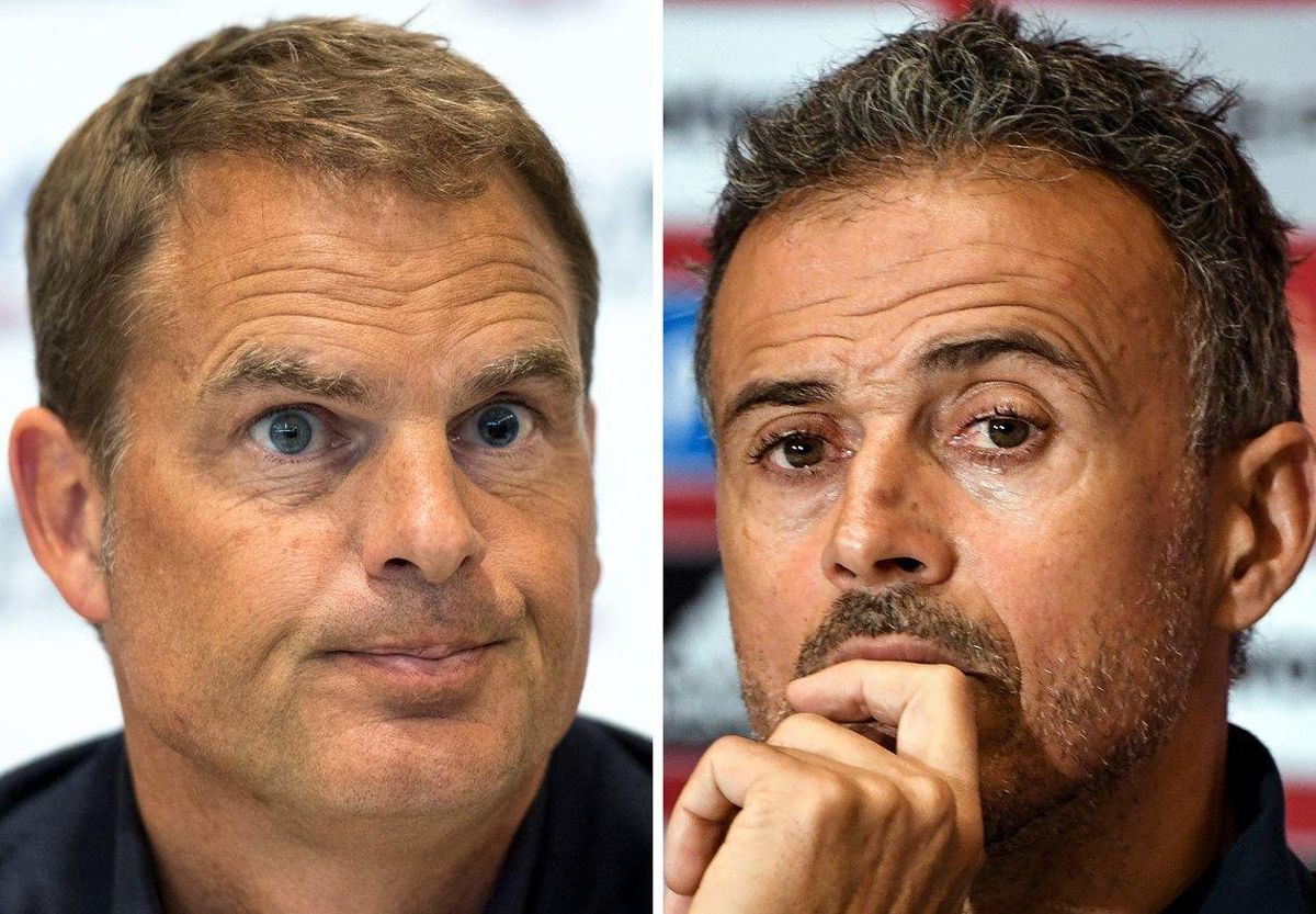 Frank de Boer (i) y Luis Enrique, seleccionadores de Países Bajos y España. Frank de Boer (i) y Luis Enrique, seleccionadores de Países Bajos y España.