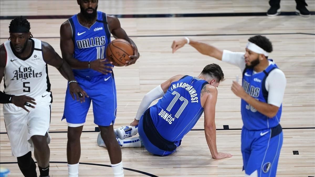 Doncic, en el partido en que se lesionó ante los Clippers. Doncic, en el partido en que se lesionó ante los Clippers.