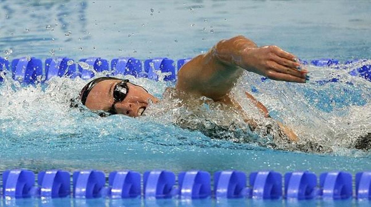Melani Costa, en plena acción en los 400 libre Melani Costa, en plena acción en los 400 libre