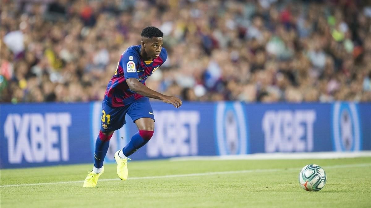 Ansu, que suplió a Carles Pérez, en su estreno en el Camp Nou. Ansu, que suplió a Carles Pérez, en su estreno en el Camp Nou.