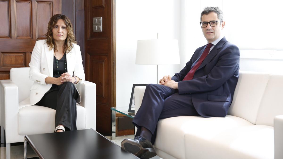 Félix Bolaños y Laura Vilagrà, en la Generalitat.
