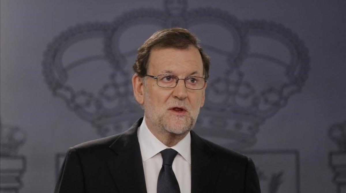Mariano Rajoy, durante la rueda de prensa el martes 25 de octubre tras su audiencia con el Rey.