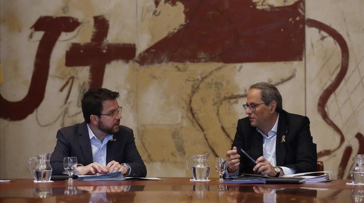 El ’vicepresident’ Pere Aragonès y el ’president’ Quim Torra. El ’vicepresident’ Pere Aragonès y el ’president’ Quim Torra.
