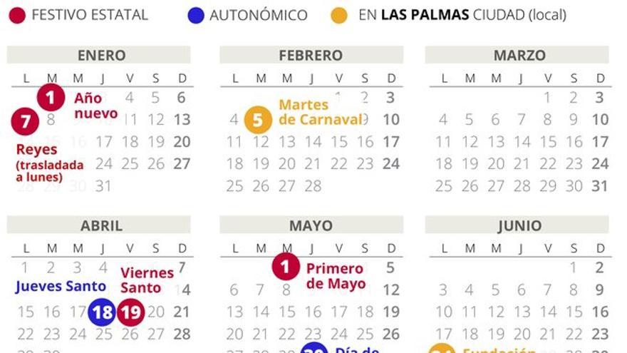 terminado a lo largo Aturdir Calendario laboral de Las Palmas del 2019 (con todos los festivos)