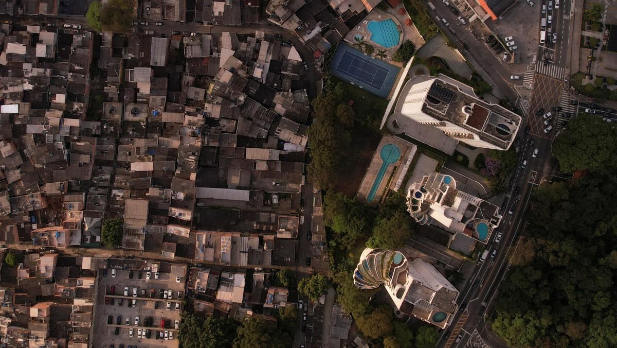 Vista aérea de los barrios de Paraisopolis y Morumbi, en Brasil. 