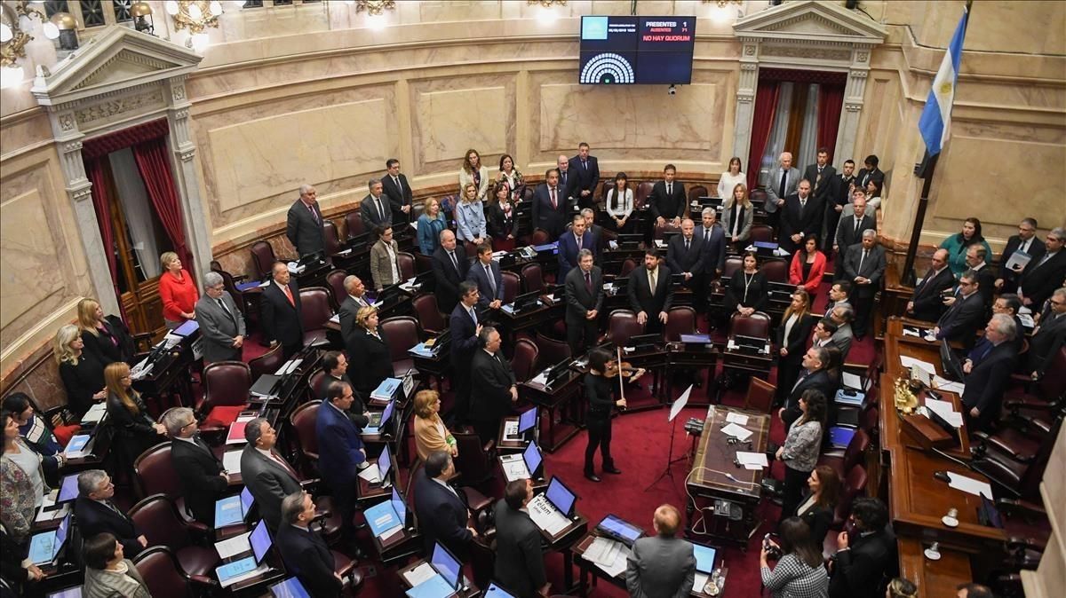 Vista del Senado de Argentina durante el debate sobre la despenalización del aborto. Vista del Senado de Argentina durante el debate sobre la despenalización del aborto.