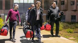 Cuixart, Rull, Sànchez y Junqueras salen de la cárcel de Lledoners para el juicio del 1-O en Madrid, el pasado 1 de febrero del 2019