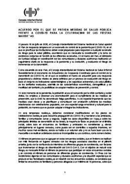 Medidas consensuadas entre las comunidades autónomas y el Ministerio de Sanidad sobre la pandemia en Navidades.