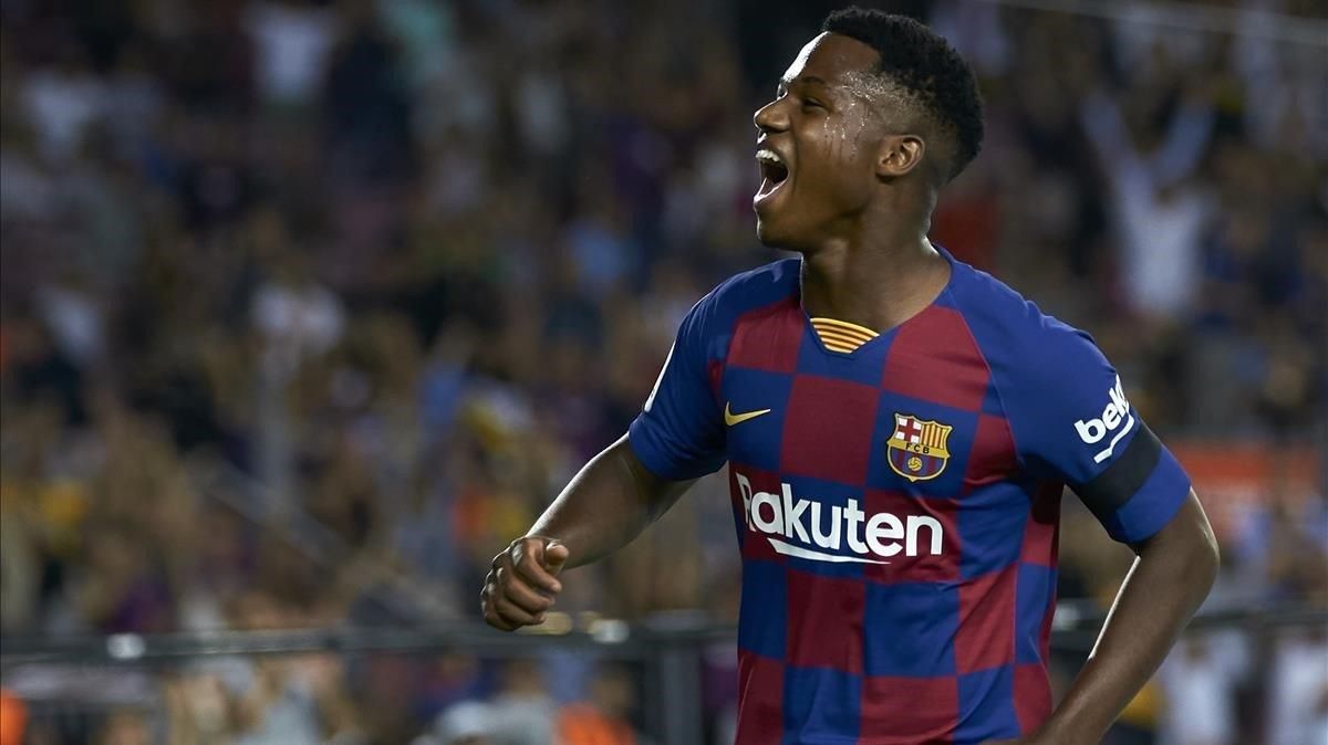 Ansu Fati disputando un partido de liga con el Barça ante el Valencia. Ansu Fati disputando un partido de liga con el Barça ante el Valencia.