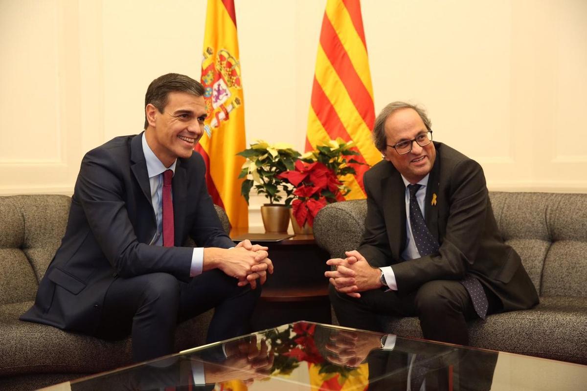 Pedro Sánchez y Quim Torra, el pasado diciembre en Barcelona. Pedro Sánchez y Quim Torra, el pasado diciembre en Barcelona.