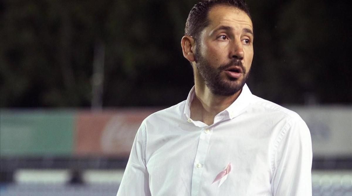 Pablo Machín, en un partido del Girona. Pablo Machín, en un partido del Girona.