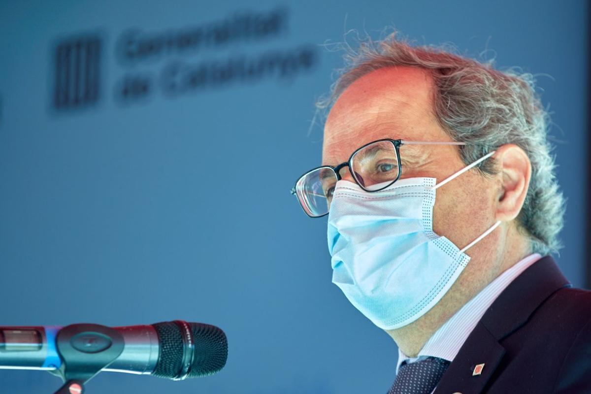 El ’president’ de la Generalitat, Quim Torra, durante una rueda de prensa.