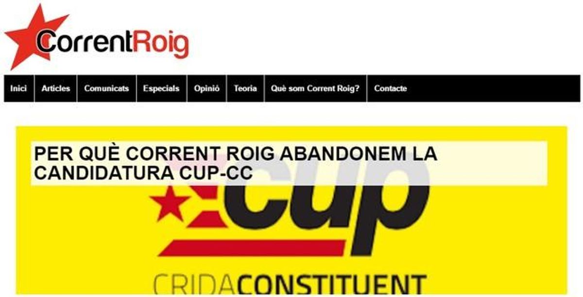 El anuncio de la ruptura, en la web de Corrent Roig. El anuncio de la ruptura, en la web de Corrent Roig.