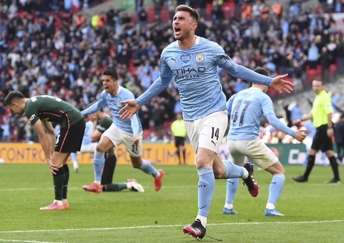 Laporte celebra el gol que le dio un nuevo título al City en Inglaterra Laporte celebra el gol que le dio un nuevo título al City en Inglaterra
