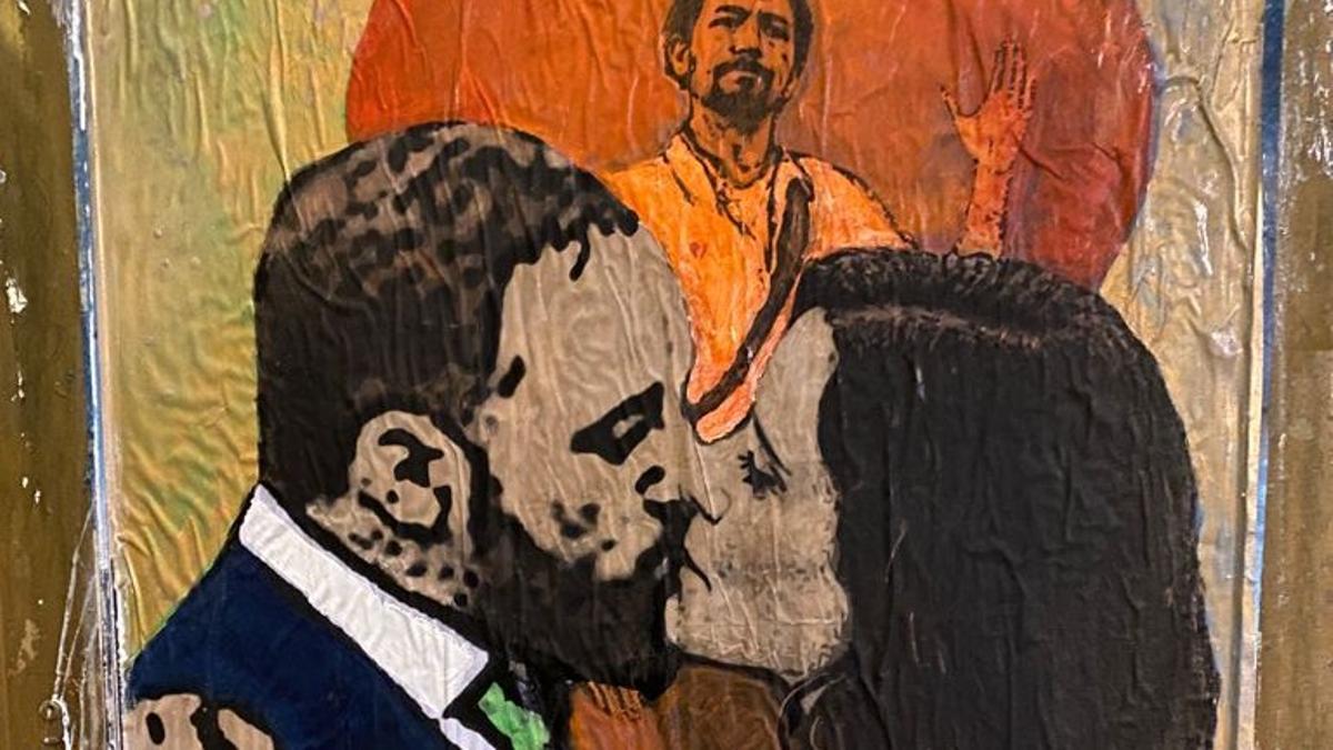 El ardiente beso de Ayuso y Abascal protagoniza el nuevo mural de Tvboy